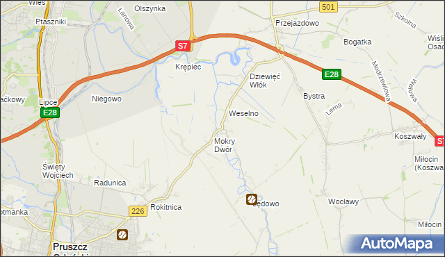mapa Wiślina, Wiślina na mapie Targeo