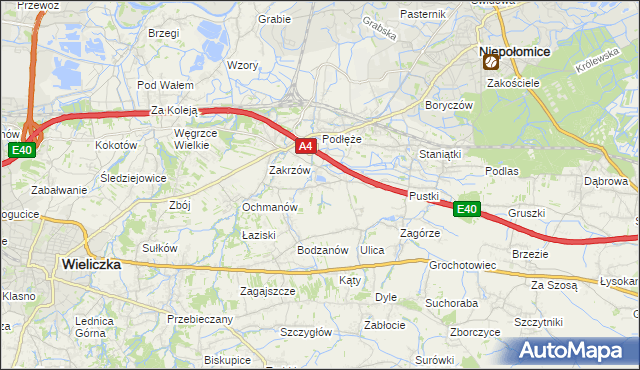 mapa Zakrzowiec, Zakrzowiec na mapie Targeo