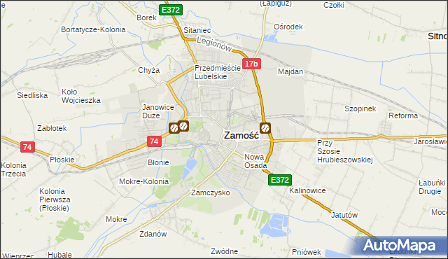 mapa Zamościa, Zamość na mapie Targeo