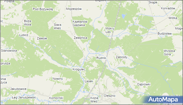 mapa Zawodzie gmina Przedbórz, Zawodzie gmina Przedbórz na mapie Targeo