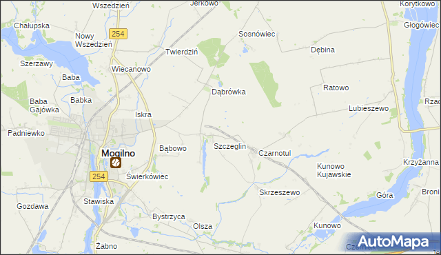 mapa Zazdrość gmina Mogilno, Zazdrość gmina Mogilno na mapie Targeo