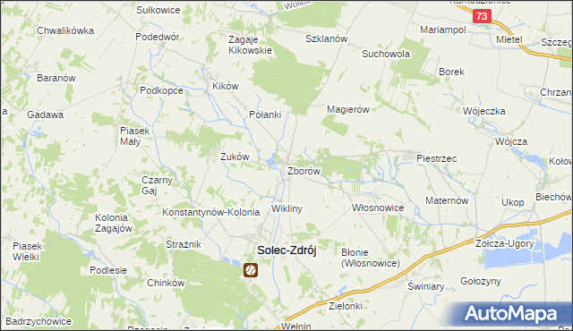 mapa Zborów gmina Solec-Zdrój, Zborów gmina Solec-Zdrój na mapie Targeo