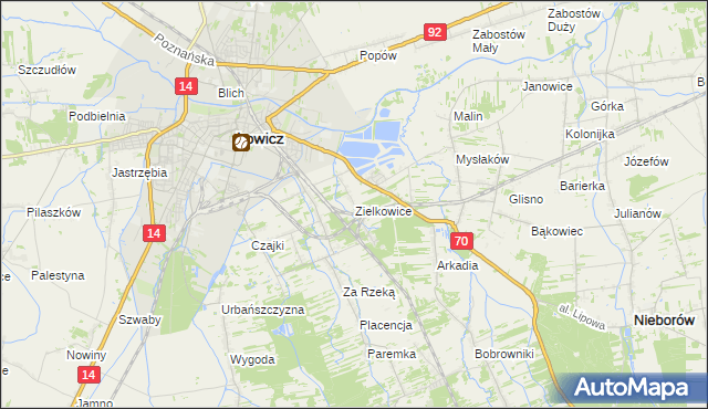 mapa Zielkowice, Zielkowice na mapie Targeo