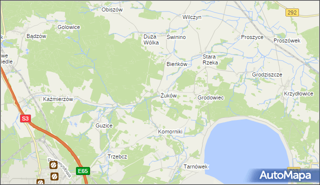 mapa Żuków gmina Polkowice, Żuków gmina Polkowice na mapie Targeo