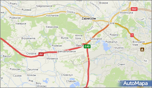 mapa Balice gmina Zabierzów, Balice gmina Zabierzów na mapie Targeo