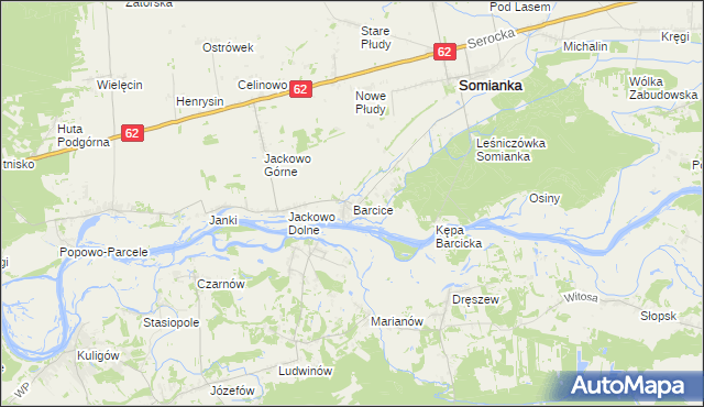 mapa Barcice gmina Somianka, Barcice gmina Somianka na mapie Targeo