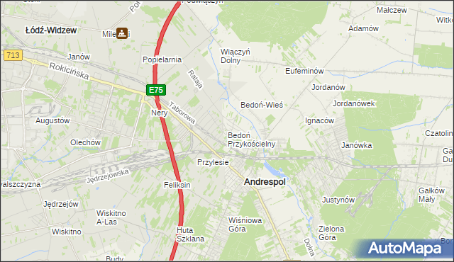 mapa Bedoń Przykościelny, Bedoń Przykościelny na mapie Targeo