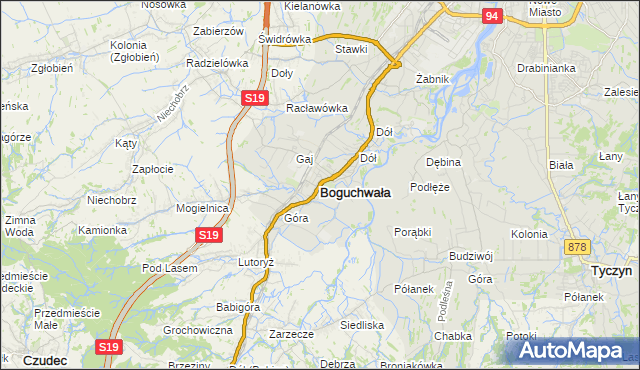 mapa Boguchwała powiat rzeszowski, Boguchwała powiat rzeszowski na mapie Targeo