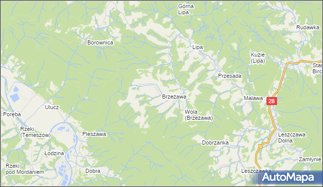 mapa Brzeżawa, Brzeżawa na mapie Targeo