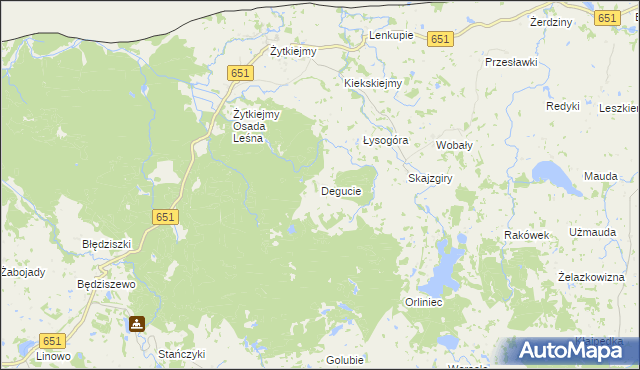 mapa Degucie gmina Dubeninki, Degucie gmina Dubeninki na mapie Targeo