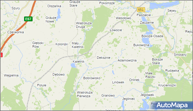 mapa Deksznie, Deksznie na mapie Targeo