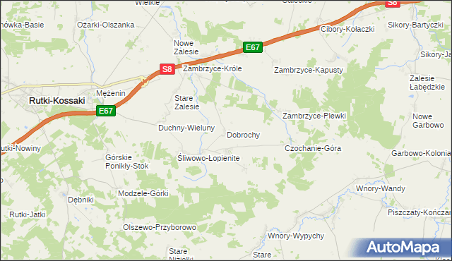 mapa Dobrochy gmina Rutki, Dobrochy gmina Rutki na mapie Targeo