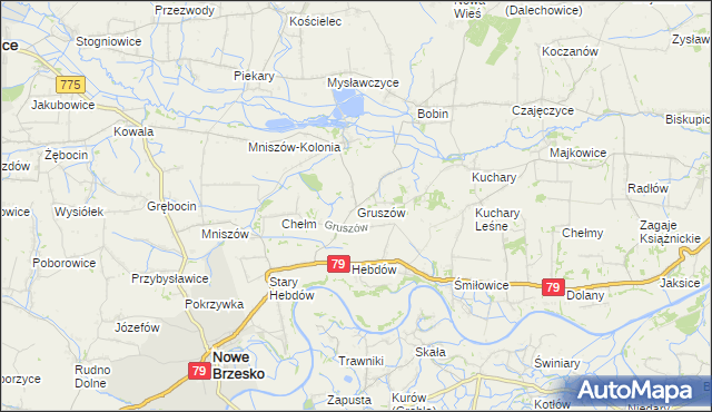 mapa Gruszów gmina Nowe Brzesko, Gruszów gmina Nowe Brzesko na mapie Targeo