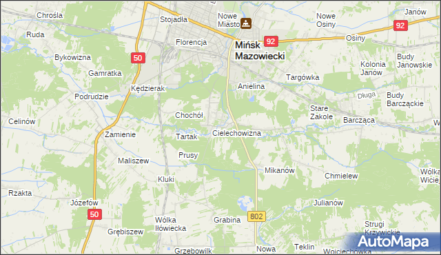 mapa Huta Mińska, Huta Mińska na mapie Targeo