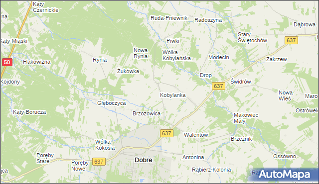 mapa Kobylanka gmina Dobre, Kobylanka gmina Dobre na mapie Targeo