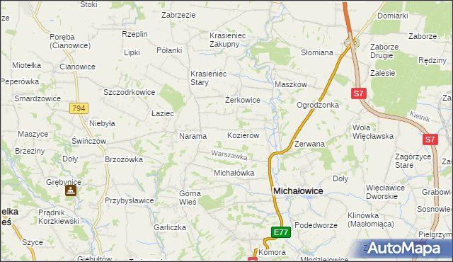 mapa Kozierów, Kozierów na mapie Targeo