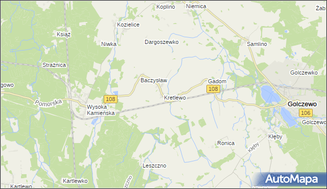 mapa Kretlewo, Kretlewo na mapie Targeo