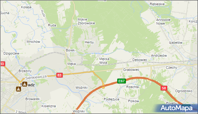 mapa Męcka Wola, Męcka Wola na mapie Targeo