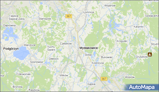 mapa Mysłakowice, Mysłakowice na mapie Targeo