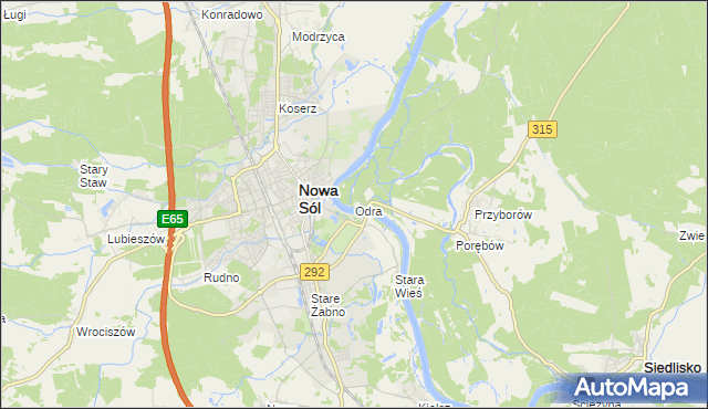 mapa Odra gmina Nowa Sól, Odra gmina Nowa Sól na mapie Targeo
