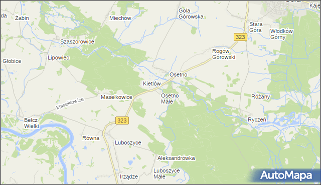 mapa Osetno Małe, Osetno Małe na mapie Targeo