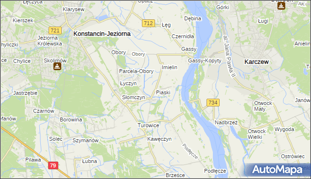 mapa Piaski gmina Konstancin-Jeziorna, Piaski gmina Konstancin-Jeziorna na mapie Targeo