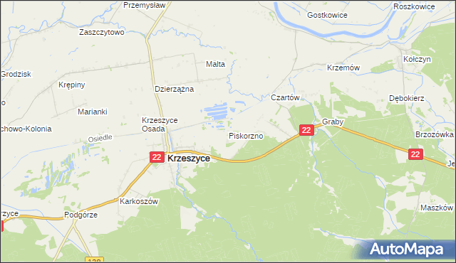 mapa Piskorzno, Piskorzno na mapie Targeo