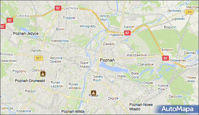 mapa Poznania, Poznań na mapie Targeo