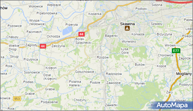 mapa Rzozów, Rzozów na mapie Targeo