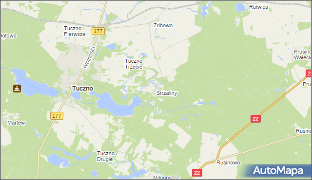 mapa Strzaliny, Strzaliny na mapie Targeo