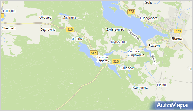 mapa Tarnów Jezierny, Tarnów Jezierny na mapie Targeo