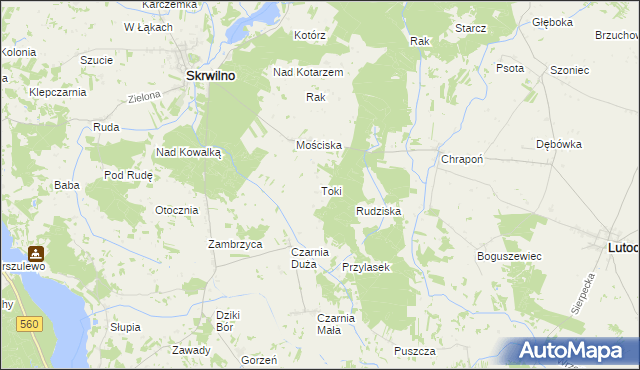 mapa Toki gmina Skrwilno, Toki gmina Skrwilno na mapie Targeo
