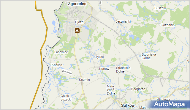 mapa Tylice gmina Zgorzelec, Tylice gmina Zgorzelec na mapie Targeo