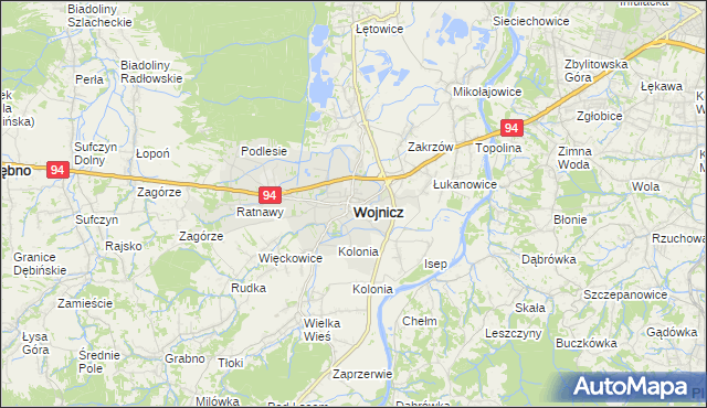 mapa Wojnicz, Wojnicz na mapie Targeo