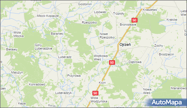 mapa Wojtkowa Wieś, Wojtkowa Wieś na mapie Targeo