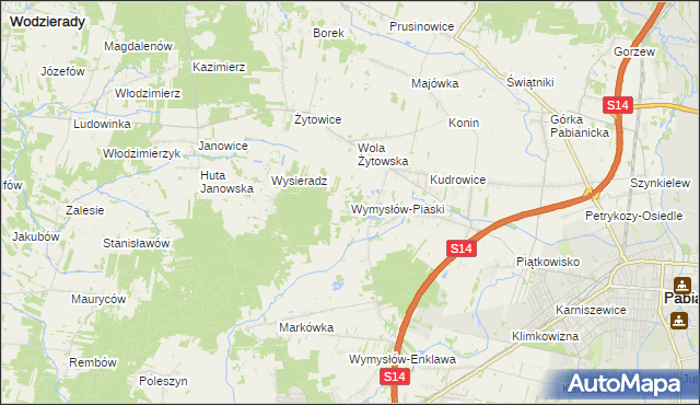 mapa Wymysłów-Piaski, Wymysłów-Piaski na mapie Targeo
