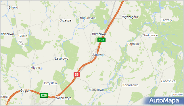 mapa Żabowo gmina Nowogard, Żabowo gmina Nowogard na mapie Targeo