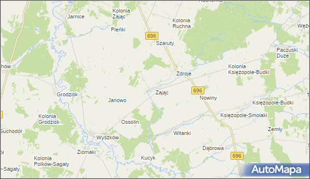 mapa Zając gmina Liw, Zając gmina Liw na mapie Targeo