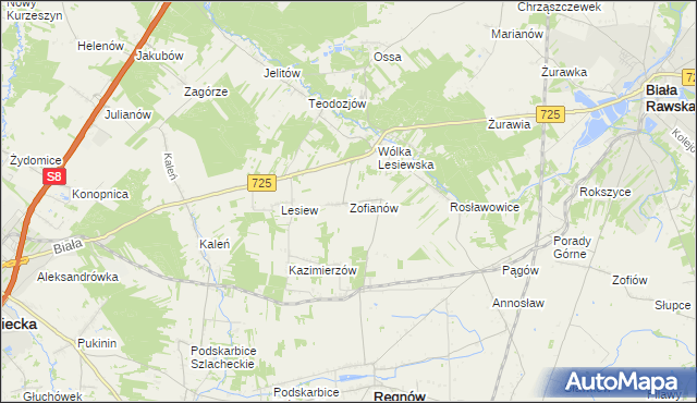 mapa Zofianów, Zofianów na mapie Targeo