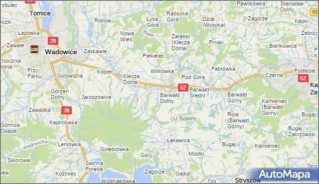 mapa Barwałd Dolny, Barwałd Dolny na mapie Targeo