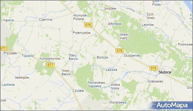 mapa Bończa gmina Słubice, Bończa gmina Słubice na mapie Targeo