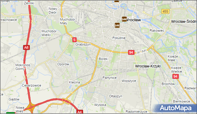 mapa Borek gmina Wrocław, Borek gmina Wrocław na mapie Targeo