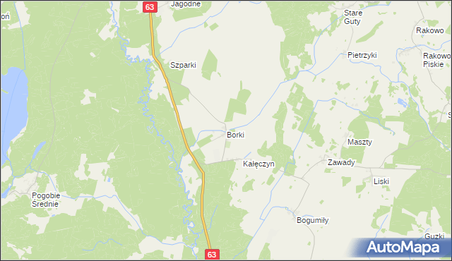 mapa Borki gmina Pisz, Borki gmina Pisz na mapie Targeo