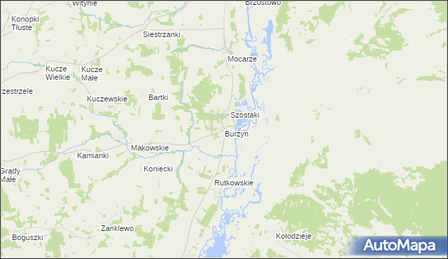 mapa Burzyn gmina Jedwabne, Burzyn gmina Jedwabne na mapie Targeo