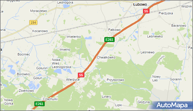 mapa Chwałkówko, Chwałkówko na mapie Targeo