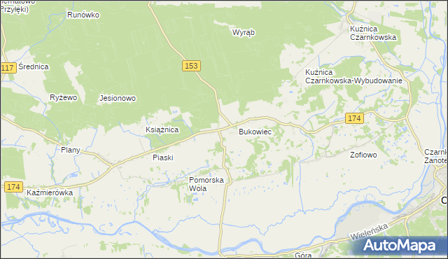 mapa Gajewo gmina Czarnków, Gajewo gmina Czarnków na mapie Targeo