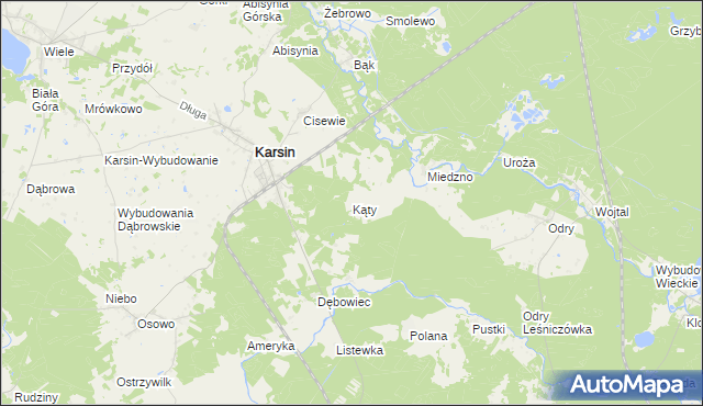 mapa Kąty gmina Karsin, Kąty gmina Karsin na mapie Targeo