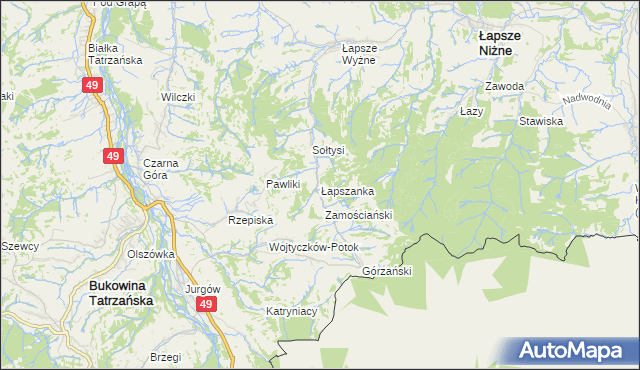 mapa Łapszanka, Łapszanka na mapie Targeo