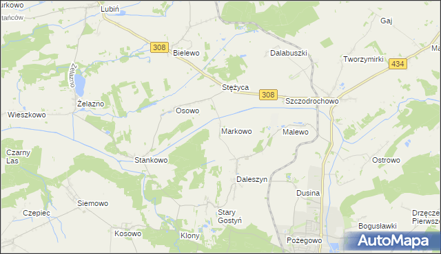 mapa Markowo gmina Gostyń, Markowo gmina Gostyń na mapie Targeo
