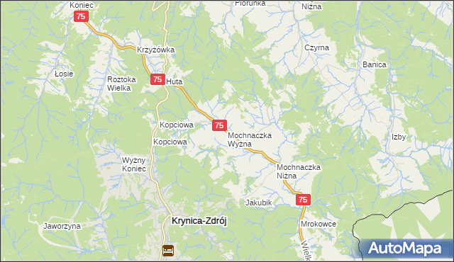 mapa Mochnaczka Wyżna, Mochnaczka Wyżna na mapie Targeo